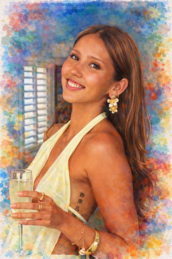 Watercolour portrait of Chanel